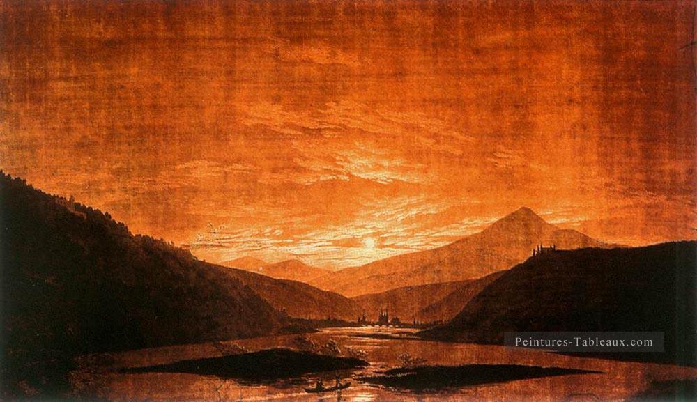 Rivière Montagneous Paysage romantique Caspar David Friedrich Peintures à l'huile